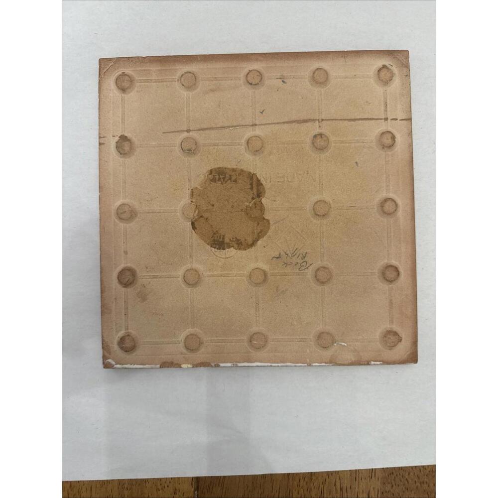 VTG Ceramic Art Tile Trivet 8” Made Italy Floral Hand Painted Brown Neutral - Picture 7 of 11